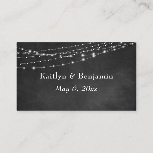 Chalkboard & Light Strings Wedding Details Informatiekaartje (Achterkant)