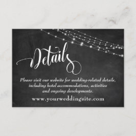 Chalkboard & Light Strings Wedding Details Informatiekaartje