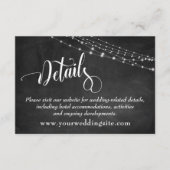Chalkboard & Light Strings Wedding Details Informatiekaartje (Voorkant)