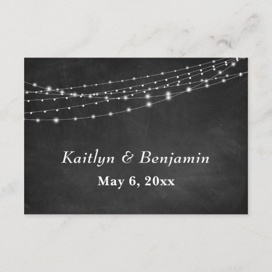 Chalkboard & Light Strings Wedding Details Informatiekaartje (Achterkant)
