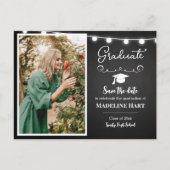 Chalkboard Lights  Afstuderen | De datum opslaan Briefkaart (Voorkant)