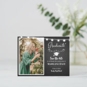Chalkboard Lights  Afstuderen | De datum opslaan Briefkaart (Staand voorkant)