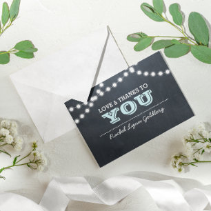 Chalkboard Lights Aqua Bat Mitzvah Dank u Bedankkaart