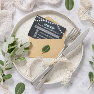 Chalkboard Lights Aqua Bat Mitzvah RSVP-kaart RSVP Kaartje