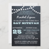Chalkboard Lights Aqua Bat Mitzvah Uitnodiging (Voorkant)