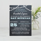 Chalkboard Lights Aqua Bat Mitzvah Uitnodiging (Staand voorkant)