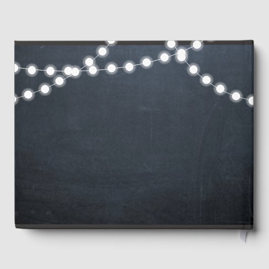 Chalkboard Lights Aqua Bruiloft Gastenboek (Achterkant)