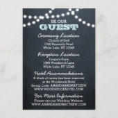 Chalkboard Lights Aqua Bruiloft Gastinformatie Informatiekaartje (Voorkant)