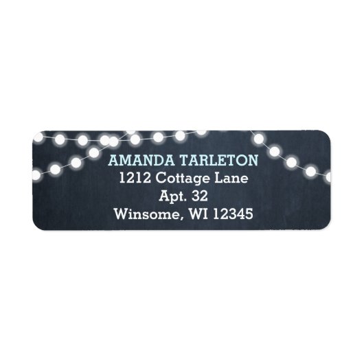 Chalkboard Lights Aqua gepersonaliseerd Etiket (Voorkant)