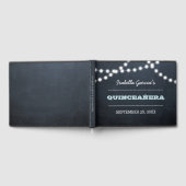 Chalkboard Lights Aqua Quinceañera Guest Book Gastenboek (Volledig)