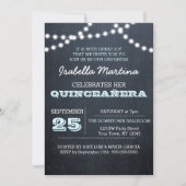 Chalkboard Lights Aqua Quinceañera Uitnodiging (Voorkant)