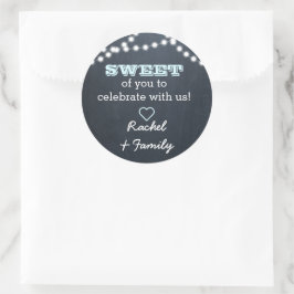 Chalkboard Lights Aqua Sweet Treat Bag Sticker