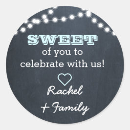 Chalkboard Lights Aqua Sweet Treat Bag Sticker