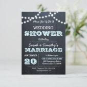 Chalkboard Lights Aqua Wedding Party Sm Uitnodigin Kaart (Staand voorkant)