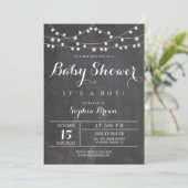 Chalkboard Lights Baby shower Uitnodiging (Staand voorkant)