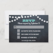 Chalkboard Lights Blauwgroen Bat Mitzvah Entree RS RSVP Kaartje (Voorkant)