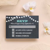 Chalkboard Lights Blauwgroen Bat Mitzvah RSVP-kaar RSVP Kaartje