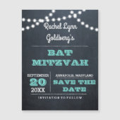 Chalkboard Lights Blauwgroen Bat Mitzvah Save the (Voorkant)