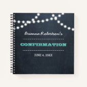 Chalkboard Lights Blauwgroen Bevestigingsgeheugen  Notitieboek (Voorkant)