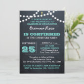 Chalkboard Lights Blauwgroen Bevestigingsuitnodigi Kaart (Staand voorkant)