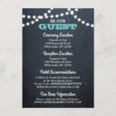 Chalkboard Lights Blauwgroen Bruiloft Informatie K Informatiekaartje (Voorkant)