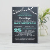 Chalkboard Lights Blauwgroen Zilveren Border Bat M Kaart (Staand voorkant)