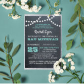 Chalkboard Lights Blauwgroen Zilveren Border Bat M Kaart