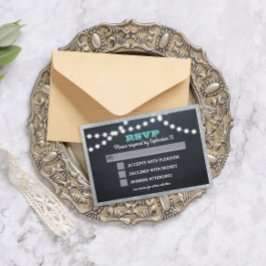 Chalkboard Lights Blauwgroen Zilveren Border Entre RSVP Kaartje