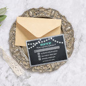Chalkboard Lights Blauwgroen Zilveren Border Entre RSVP Kaartje