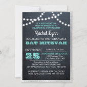 Chalkboard Lights Blauwgroen Zilveren Textuur Bat  Kaart (Voorkant)