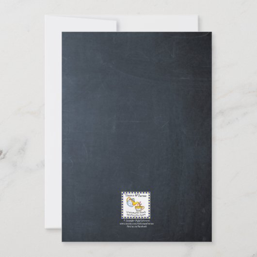 Chalkboard Lights Blue Housewarming Uitnodigingen (Achterkant)