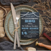 Chalkboard Lights Blue Housewarming Uitnodigingen