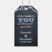Chalkboard Lights Blue Wedding Dank u Cadeau Label Cadeaulabel (Voorkant)