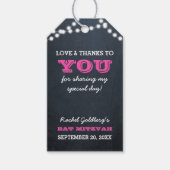 Chalkboard Lights Donker Roze Bat Mitzvah Dank je Cadeaulabel (Voorkant)
