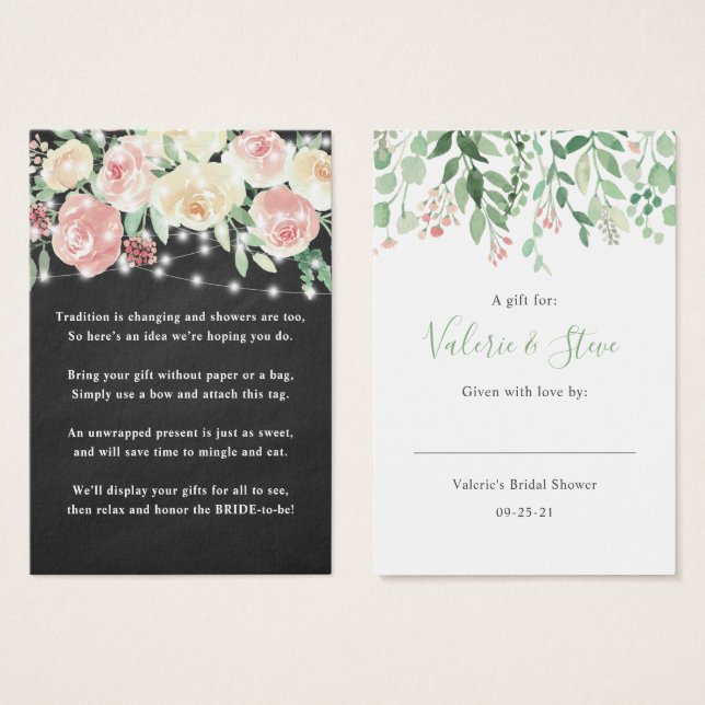 Chalkboard Lights Geen Wrap Douche display cadeau  Visitekaartje (Voorkant /achterkant)