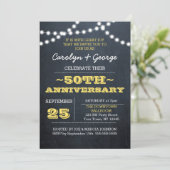 Chalkboard Lights Gold 50e Jubileum Kaart (Staand voorkant)