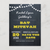 Chalkboard Lights Gold Bat Mitzvah Save the Date Aankondigingskaart (Voorkant)