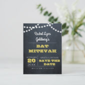 Chalkboard Lights Golden Bat Mitzvah Save the Date Aankondigingskaart (Staand voorkant)