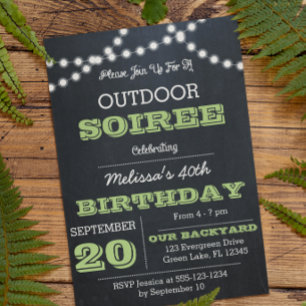 Chalkboard Lights Green All Occasion Uitnodiging