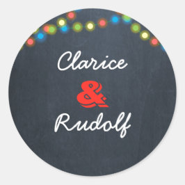 Chalkboard Lights Holiday, gepersonaliseerd Ronde Sticker