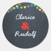 Chalkboard Lights Holiday, gepersonaliseerd Ronde Sticker (Voorkant)