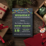 Chalkboard Lights Holiday Housewarming Invitation Kaart<br><div class="desc">Deze Robuuste grafische uitnodiging is perfect voor elke feestelijke huisvredepartij. Elk item kan volledig worden aangepast om precies te zeggen wat je wilt.</div>