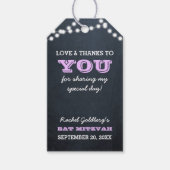 Chalkboard Lights Lila Bat Mitzvah Dank u Cadeaulabel (Voorkant)