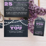 Chalkboard Lights Lila Bat Mitzvah Dank u Cadeaulabel<br><div class="desc">Stuur je gasten met een glimlach af met deze Labels Bedankt dat je een feestje wilt gunnen. Elke lijn van tekst is volledig klantgericht.</div>