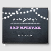 Chalkboard Lights Lila Bat Mitzvah Gastenboek (Voorkant)
