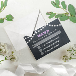 Chalkboard Lights Lila Bat Mitzvah RSVP-kaart RSVP Kaartje