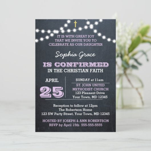 Chalkboard Lights Lila bevestiging Kaart (Staand voorkant)