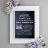 Chalkboard Lights Lila Glitter Border Bat Mitzvah Kaart
