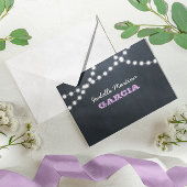Chalkboard Lights Lila Quinceañera Note Kaart