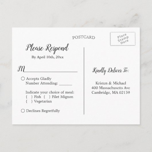 Chalkboard Lights Mason Jar Floral Wedding RSVP Uitnodiging Briefkaart (Achterkant)